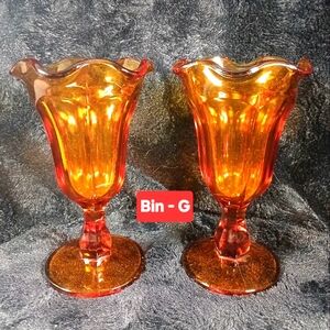 Amber Glass Vases - Set of 2